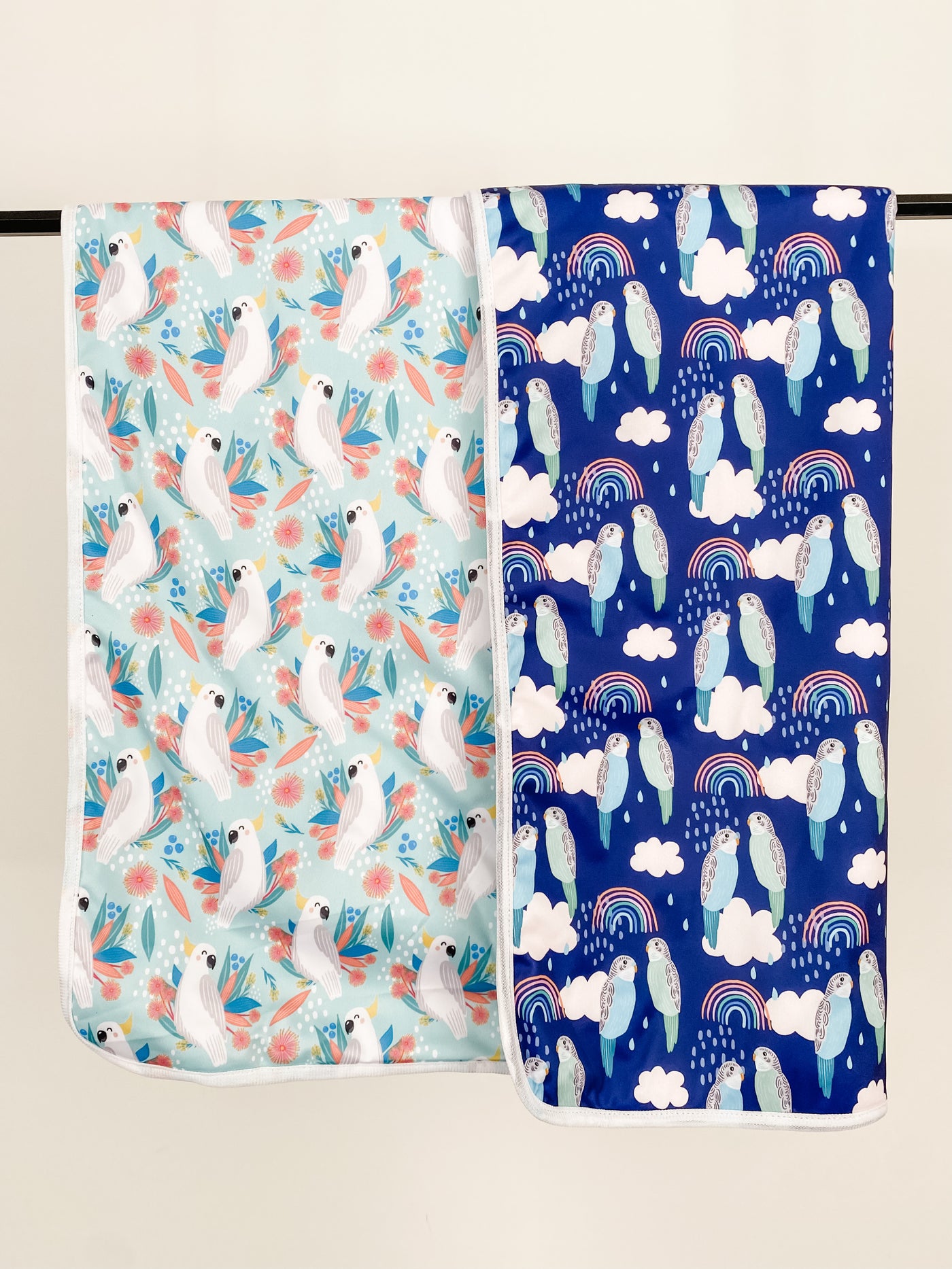 Two print, double-sided mat (Budgie Snugglers/Hello Cocky Mint)